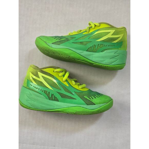 Puma Melo Ball x Nickelodeon MB.02 2 Slime JR Fluro Green Lime Youth Sz 12C - Picture 1 of 7